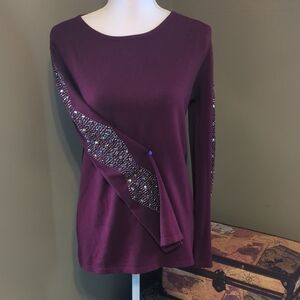 Milano Purple Embellished Fitted Blouse